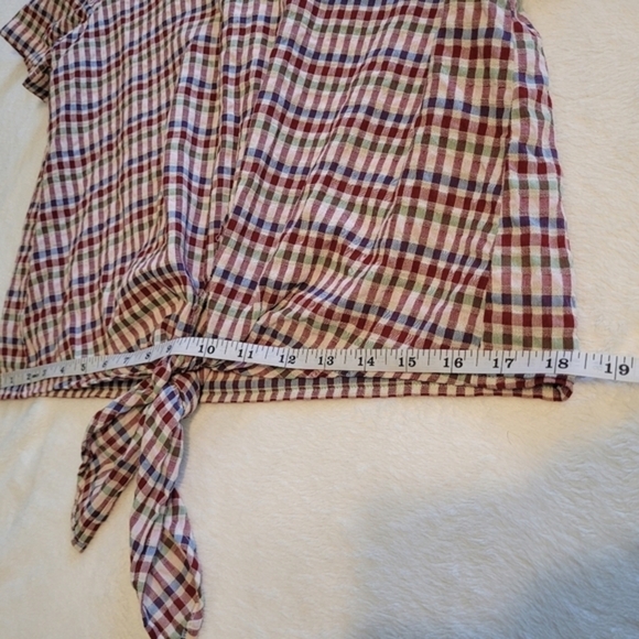 Madewell Plaid Shirt Small Women's Cotton Crop Top Front Tie Knot - Picture 14 of 15